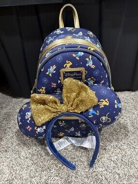 Disney Park 50th Anniversary Loungefly Mini Backpack And Ears New